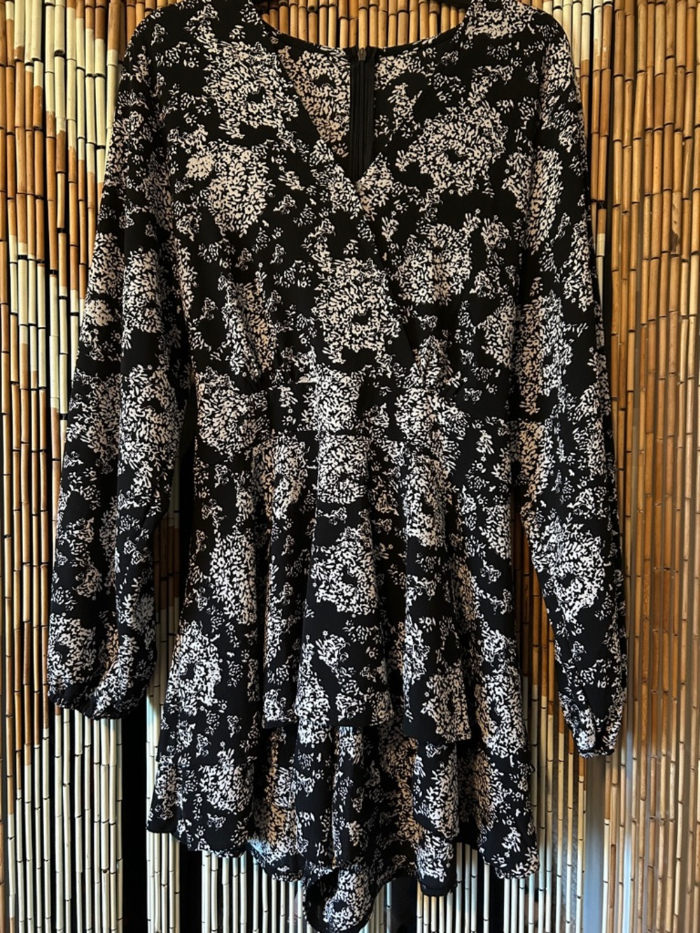 Amazon Black and White Floral Long-Sleeve Romper